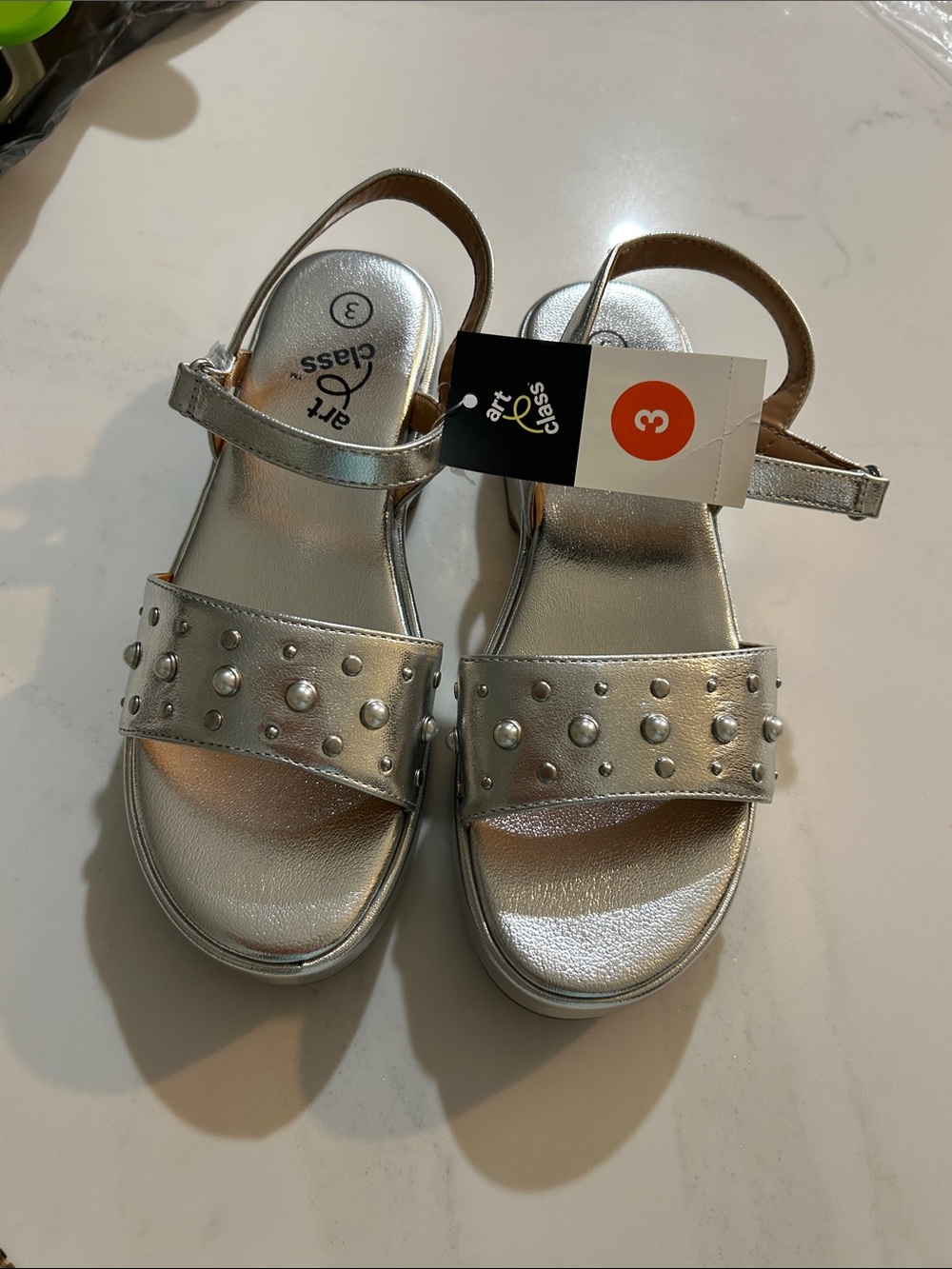 art class Silver Studded Girls Sandals